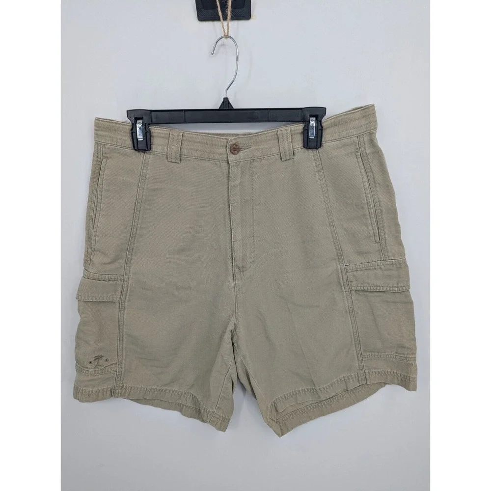 Tommy Bahama Relax VTG Cargo Shorts Men's 36 Beige Tencel Cotton Blend 7